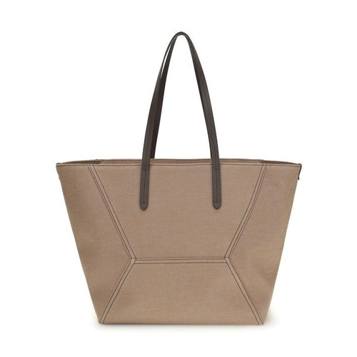 Brunello Cucinelli Beige Cotton Shoulder Bag