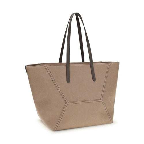 Brunello Cucinelli Beige Cotton Shoulder Bag