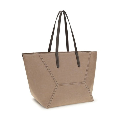 Brunello Cucinelli Beige Cotton Shoulder Bag
