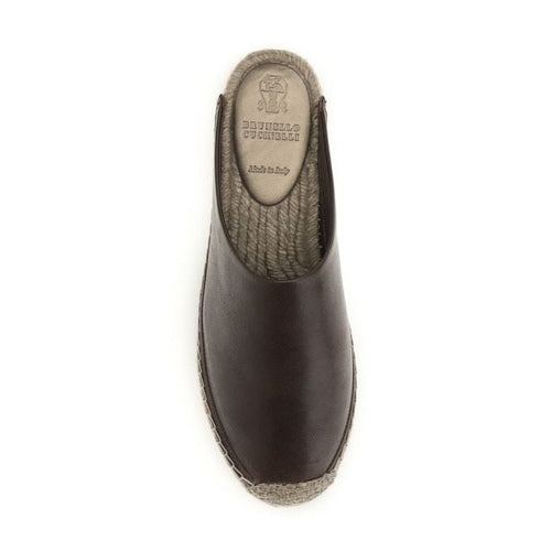 Brunello Cucinelli Brown Calf Leather Bos Taurus Espadrilles