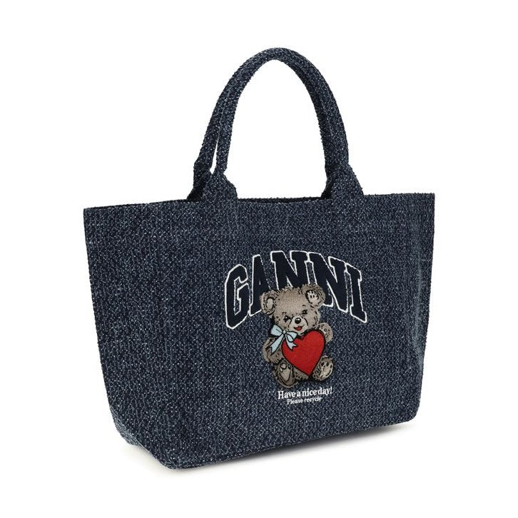 Ganni Blue Cotton Shoulder Bag