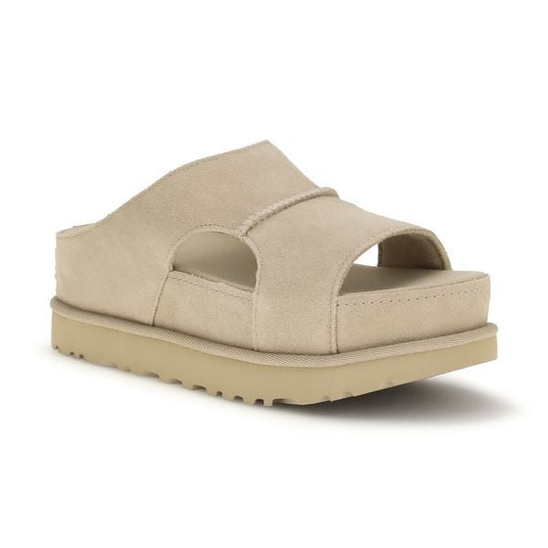 UGG Beige Calf Leather Bos Taurus Platform Sandals