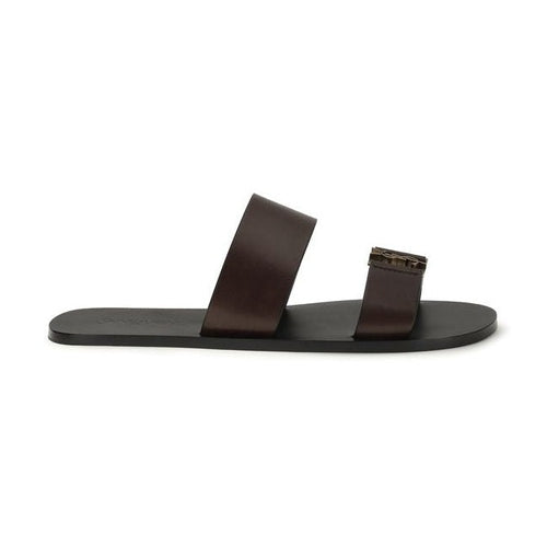 Saint Laurent Brown Calf Leather Bos Taurus Flat Sandals