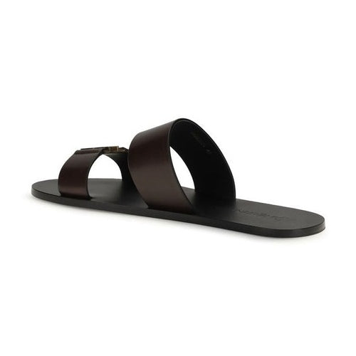 Saint Laurent Brown Calf Leather Bos Taurus Flat Sandals