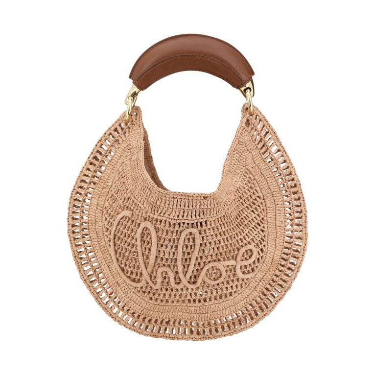 Chloé Beige Raffia Shoulder Bag