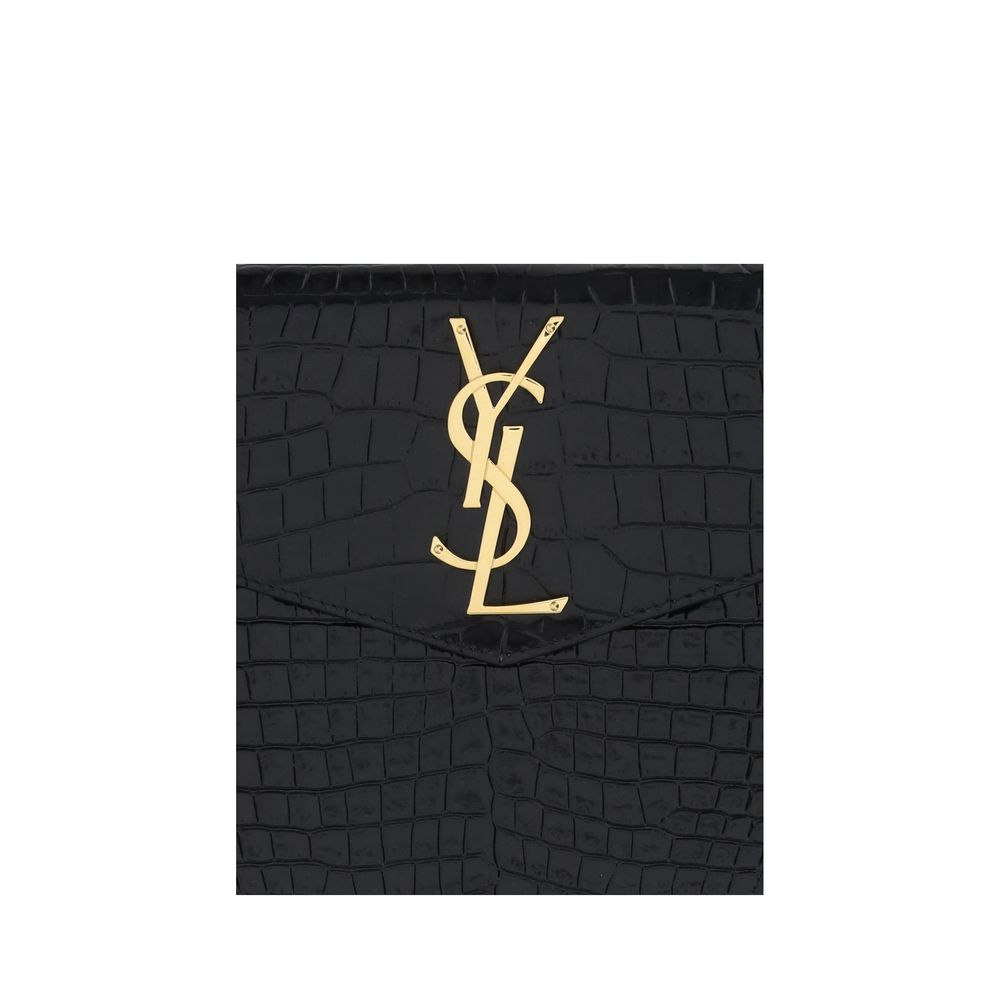 Saint Laurent Black Calf Leather Bos Taurus Clutch Bag