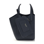 Giorgio Armani Blue Calf Leather Bos Taurus Handbag