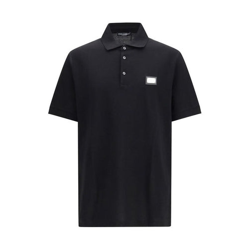 Dolce & Gabbana Black Cotton Polo Shirt
