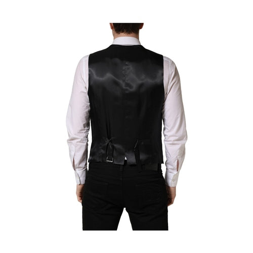 Dolce & Gabbana Black Wool Single Breasted Waistcoat Vest