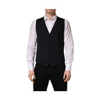 Dolce & Gabbana Black Wool Single Breasted Waistcoat Vest