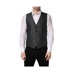 Dolce & Gabbana Dark Gray Single Breasted Men Waistcoat Vest