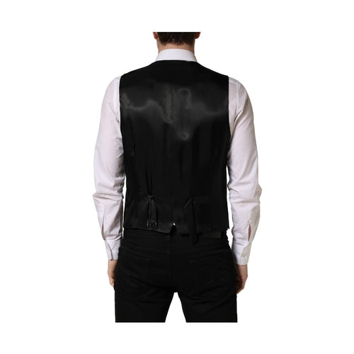 Dolce & Gabbana Dark Gray Single Breasted Men Waistcoat Vest
