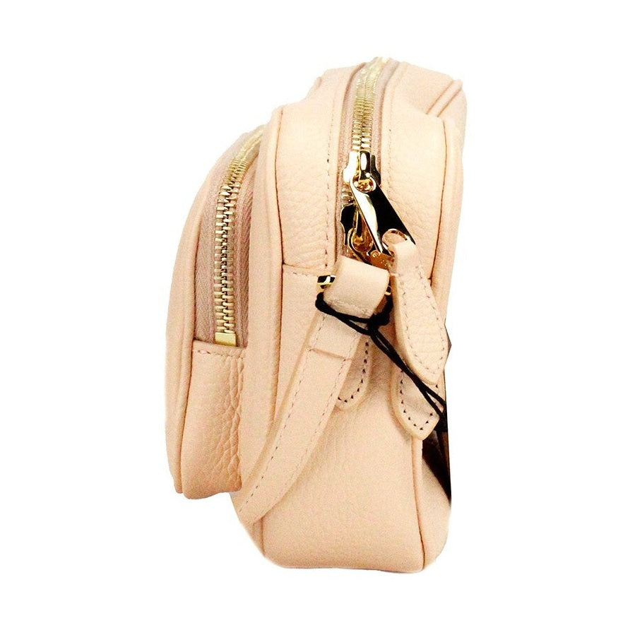 Burberry Small Branded Peach Pink Grainy Leather Camera Crossbody Bag