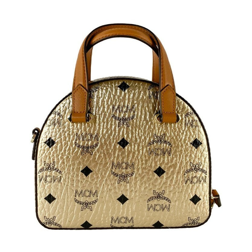 MCM Half Moon Mini Round Top Tote Crossbody Bag