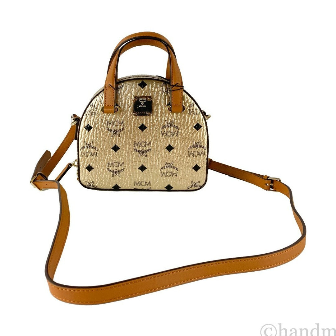 MCM Half Moon Mini Round Top Tote Crossbody Bag