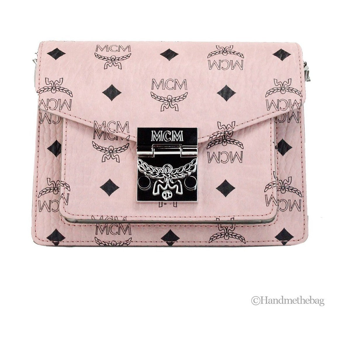 MCM Signature Patricia Leather Mini Flap Lock Crossbody Bag