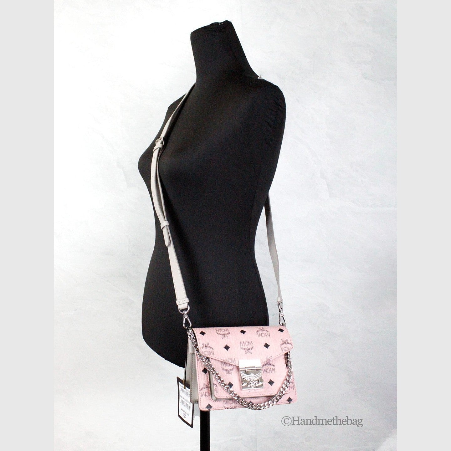 MCM Signature Patricia Leather Mini Flap Lock Crossbody Bag