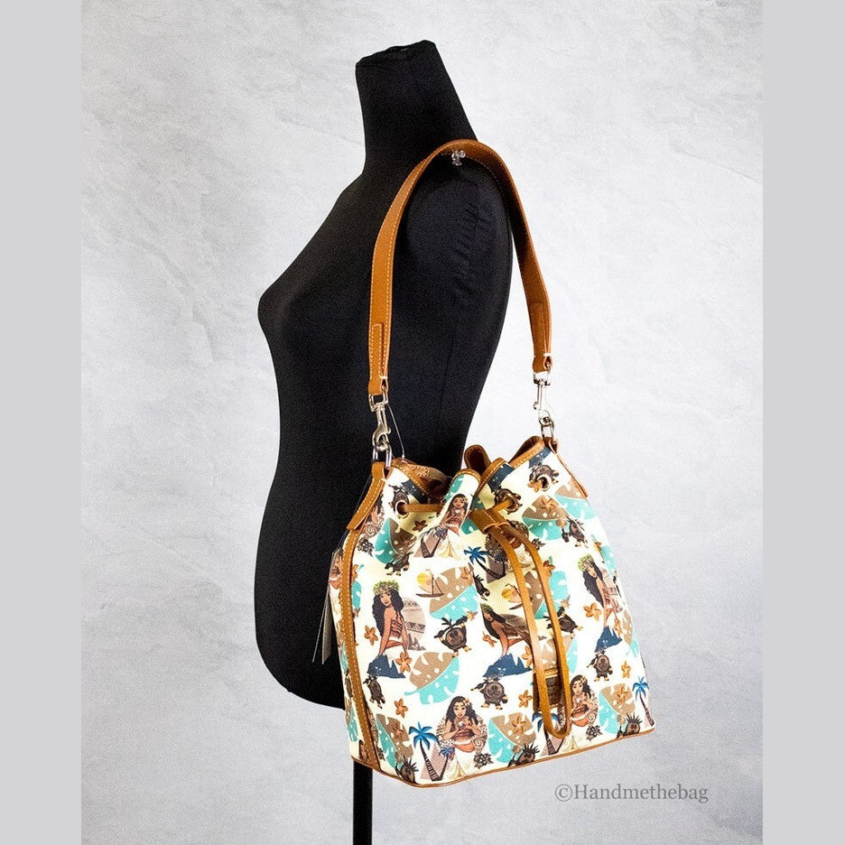 Dooney & Bourke Disney Medium Moana Coated Cotton Bucket Crossbody Bag Purse