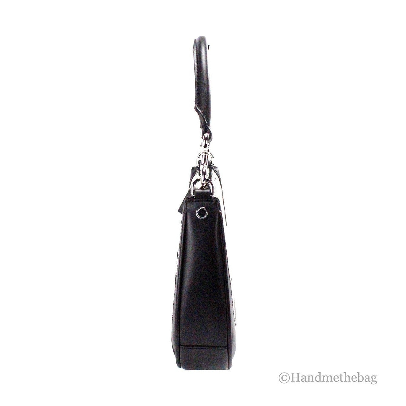 Marc Jacobs Natural Black Canvas Leather Hobo Shoulder Handbag Purse