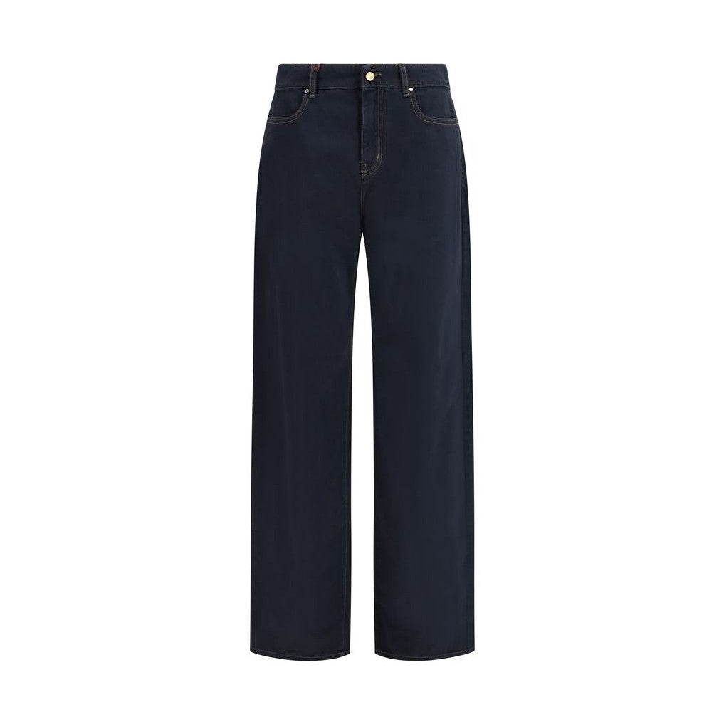 Max Mara Blue Cotton Casual Pants