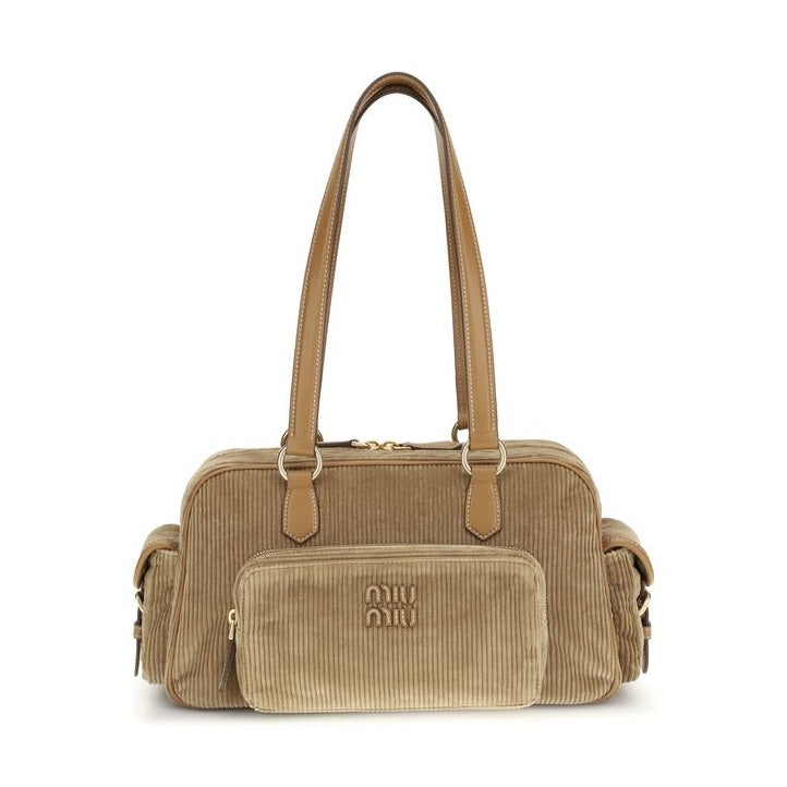 Miu Miu Beige Cotton Shoulder Bag