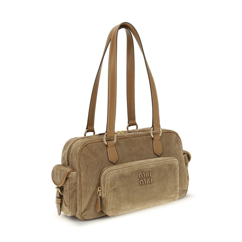 Miu Miu Beige Cotton Shoulder Bag