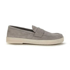 Prada Gray Calf Leather Bos Taurus Slip-On Loafers