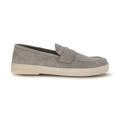 Prada Gray Calf Leather Bos Taurus Slip-On Loafers