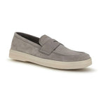 Prada Gray Calf Leather Bos Taurus Slip-On Loafers