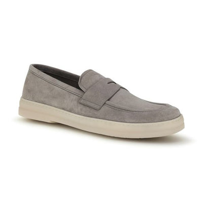 Prada Gray Calf Leather Bos Taurus Slip-On Loafers