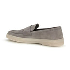 Prada Gray Calf Leather Bos Taurus Slip-On Loafers