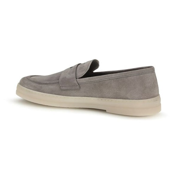 Prada Gray Calf Leather Bos Taurus Slip-On Loafers