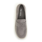 Prada Gray Calf Leather Bos Taurus Slip-On Loafers