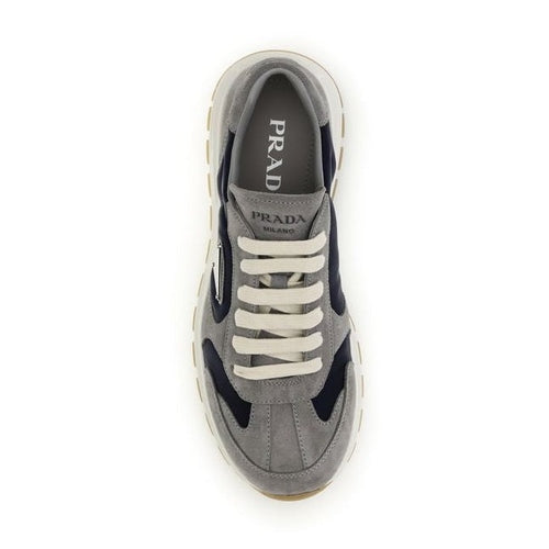 Prada Blue Calf Leather Bos Taurus Athletic Sneakers