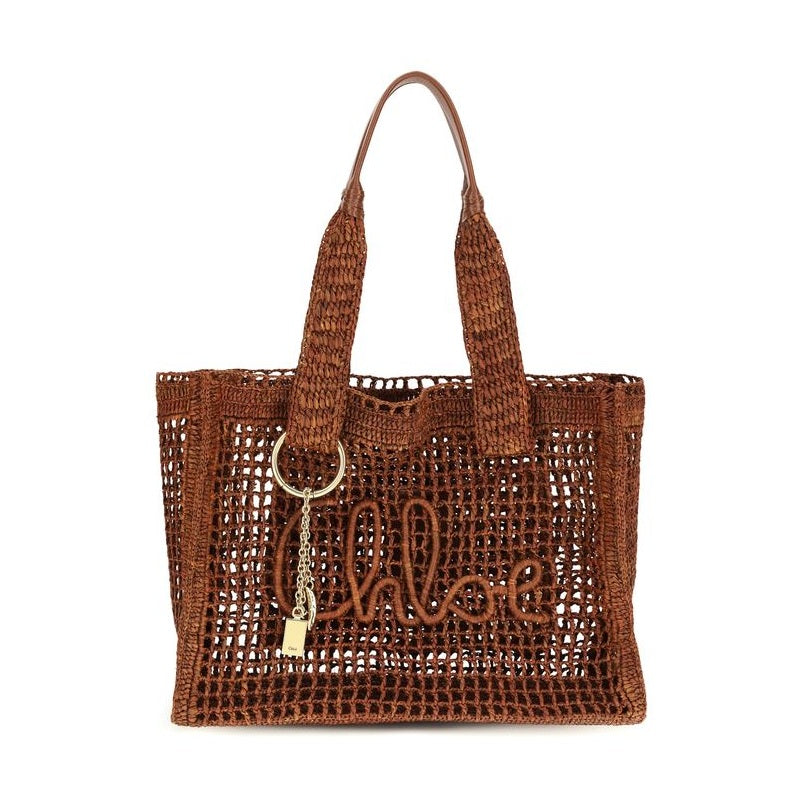 Chloé Brown Raffia Shoulder Bag
