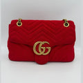 Gucci GUCCI MARMONT Red Velvet Handbag