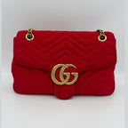 Gucci GUCCI MARMONT Red Velvet Handbag