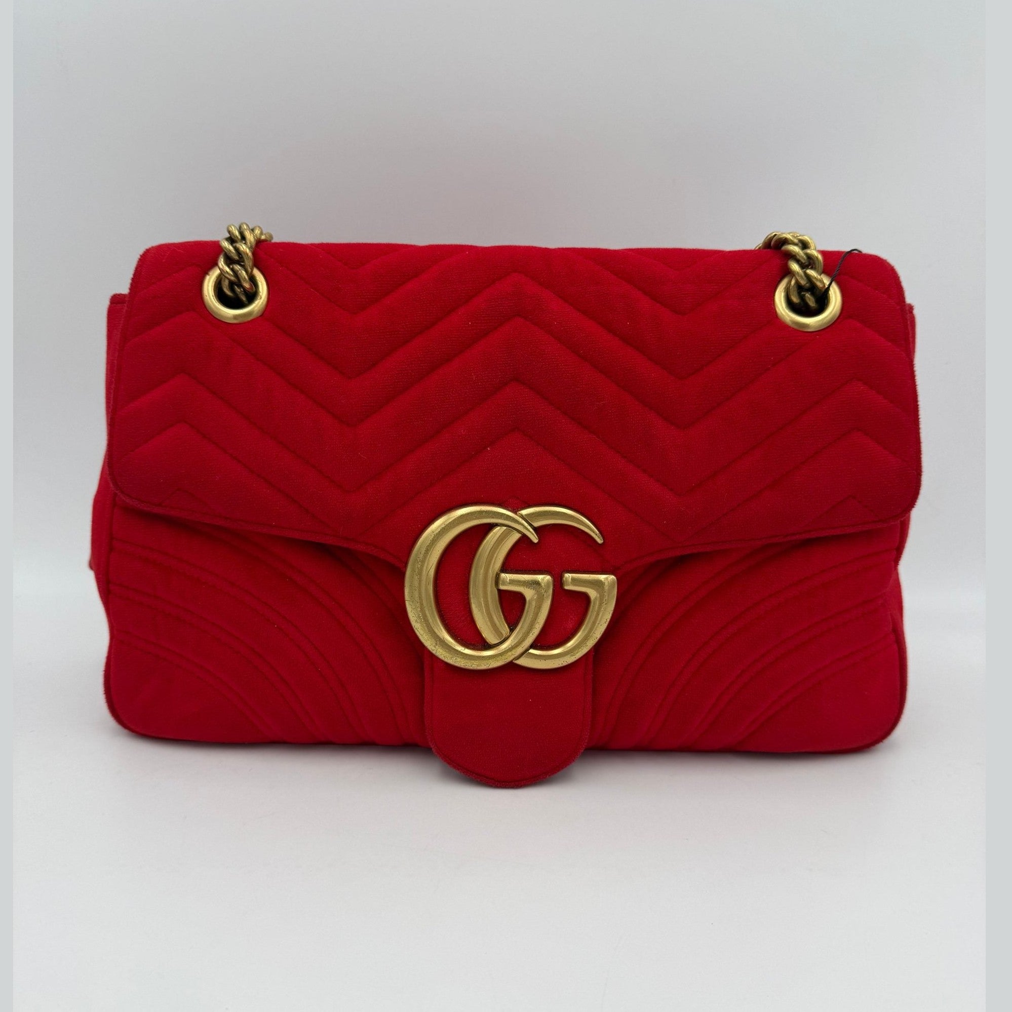 Gucci GUCCI MARMONT Red Velvet Handbag
