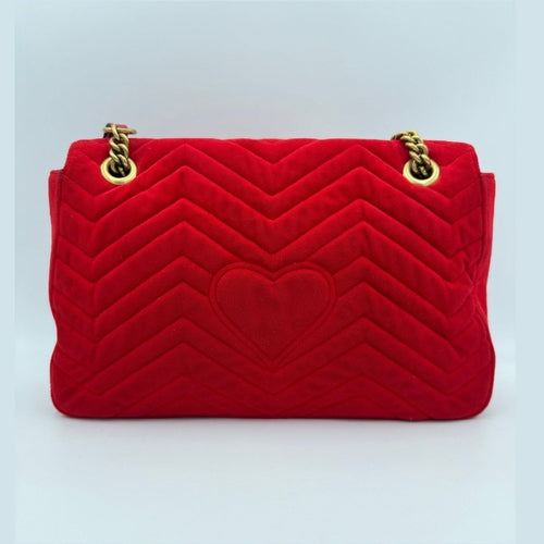 Gucci GUCCI MARMONT Red Velvet Handbag