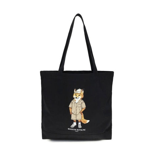 Maison Kitsuné Black Cotton Shoulder Bag