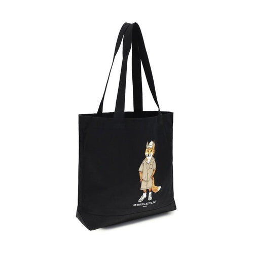 Maison Kitsuné Black Cotton Shoulder Bag
