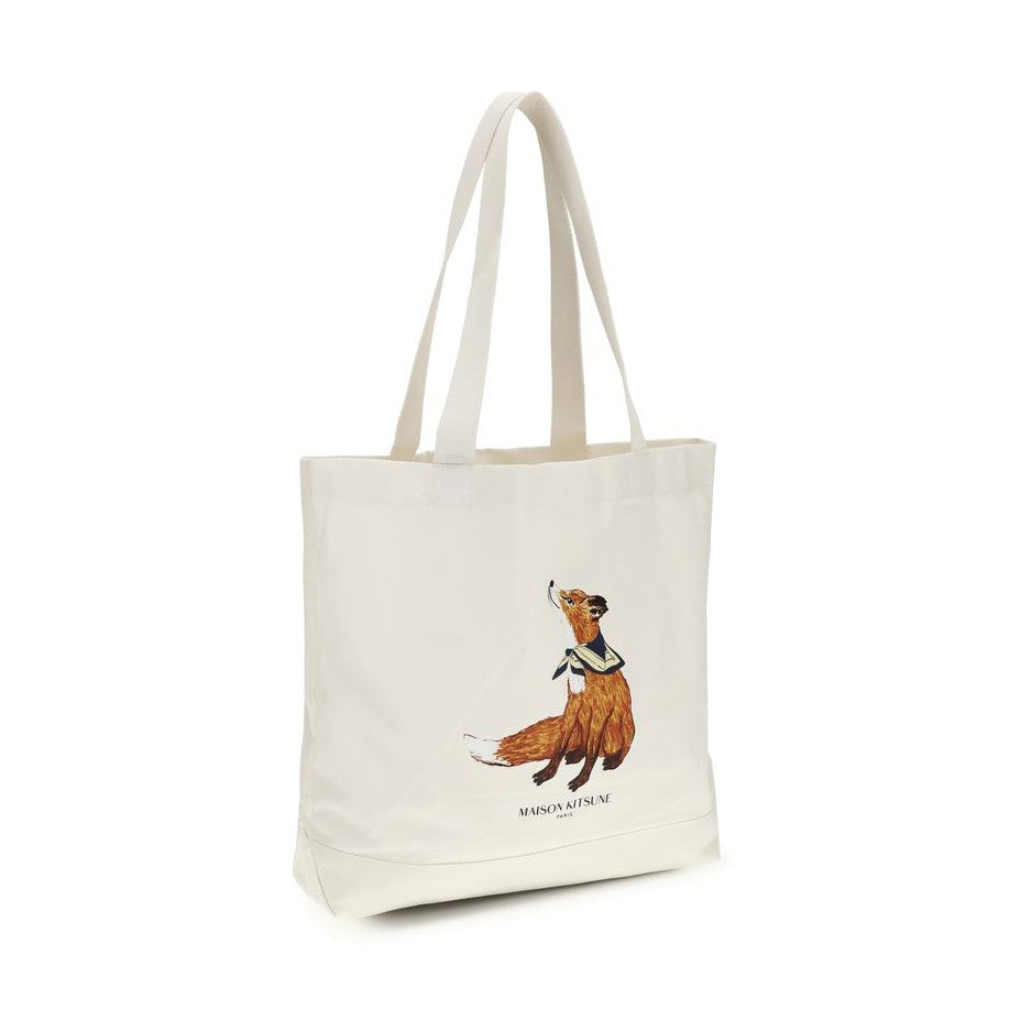 Maison Kitsuné Beige Cotton Handbag