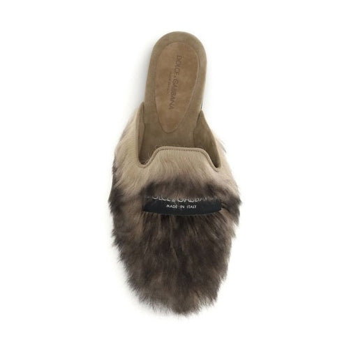 Dolce & Gabbana Gray Lamb Ovis Aries Aries Mules