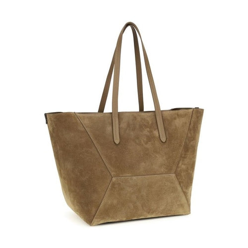 Brunello Cucinelli Beige Calf Leather Bos Taurus Shoulder Bag