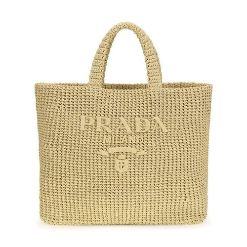 Prada Beige Raffia Shoulder Bag