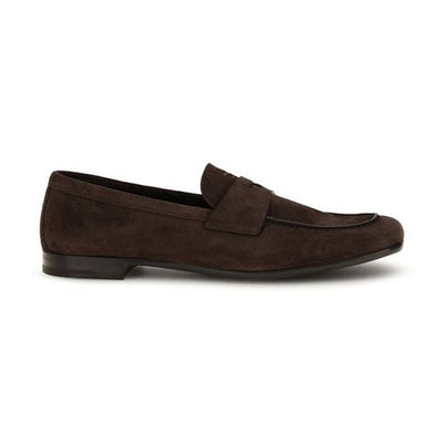 Prada Brown Calf Leather Bos Taurus Slip-On Loafers