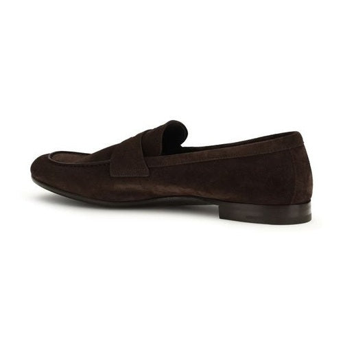Prada Brown Calf Leather Bos Taurus Slip-On Loafers
