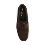 Prada Brown Calf Leather Bos Taurus Slip-On Loafers