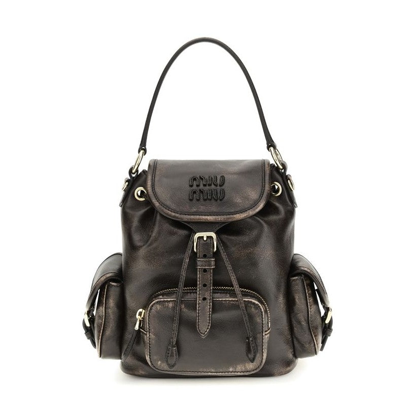 Miu Miu Brown Calf Leather Bos Taurus Backpack