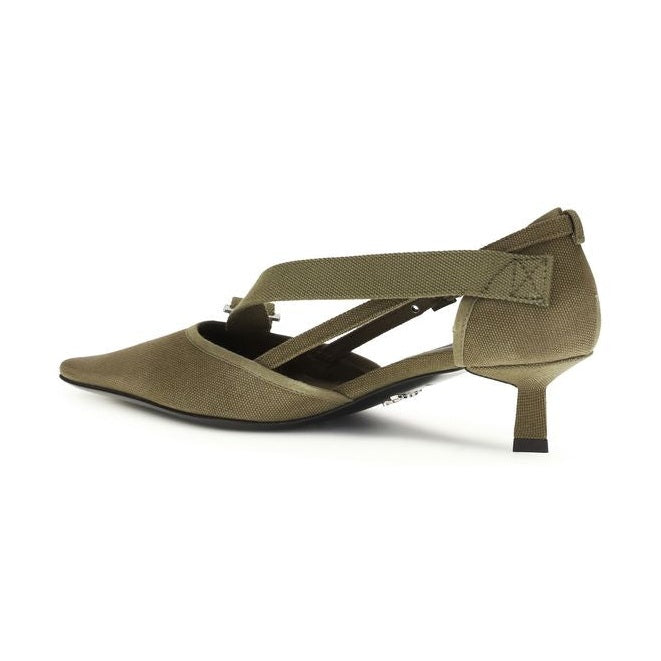 Prada Bicolor Cotton Mid Heel Pumps